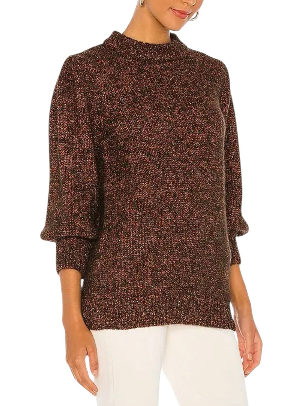 Anine Bing Rosalind Sweater Chunky Balloon Puffed Sleeves Alpaca Blend - Picture 2 of 15